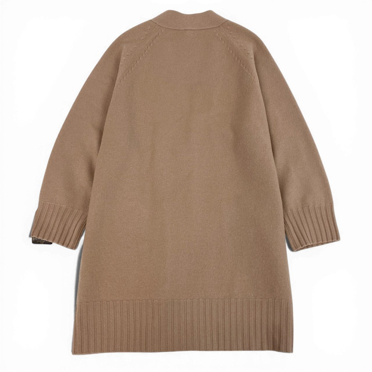 Eb19 LOUIS VUITTON ルイヴィトン ロングカーディガン ウールニット コーディガン アンカーボタン Long Knit Cardigan Sweater M ピンクベージュ系 ウール100％t18r