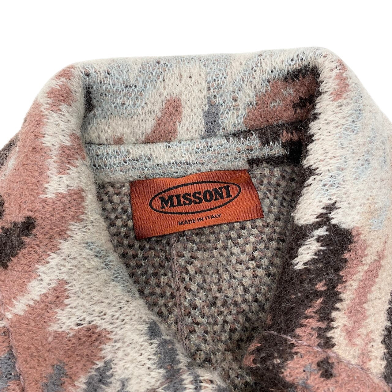 81g4 MISSONI ミッソーニ ステンカラーコート 総柄 ウールモヘヤ混 ロングコート サイズ46 マルチカラー レディースk02i