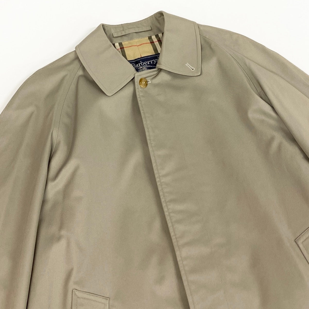 Mg11 Burberrys' バーバリー 英国製 ステンカラーコート 裏地ノバチェック ベージュ メンズ 紳士服o07t
