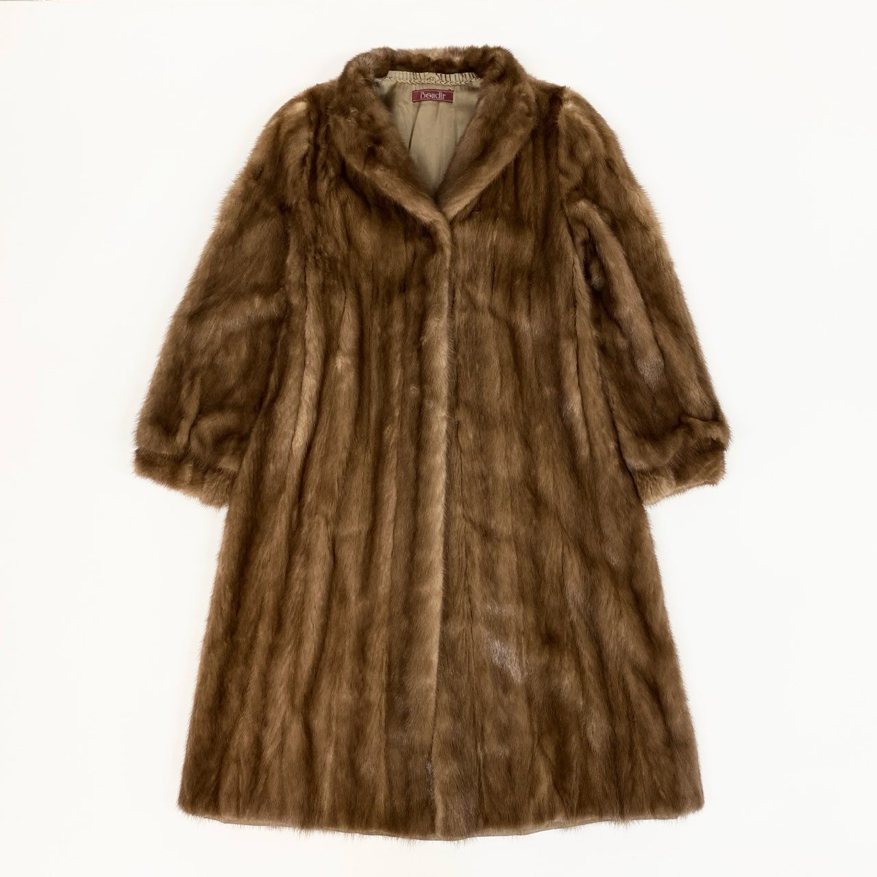 49L4 デミバフミンク 着丈110cm 超ロングコート 13号 ブラウン 最高級本毛皮 MINK FUR COAT リアルファー ポケット有t18r
