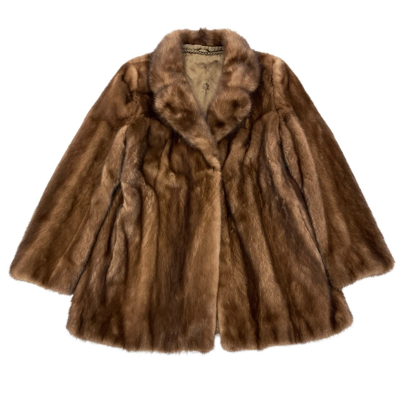 6L16 デミバフミンク ファーコート サイズ13号 ブラウン 本毛皮 MINK FUR ポケット有 リアルファーt18r