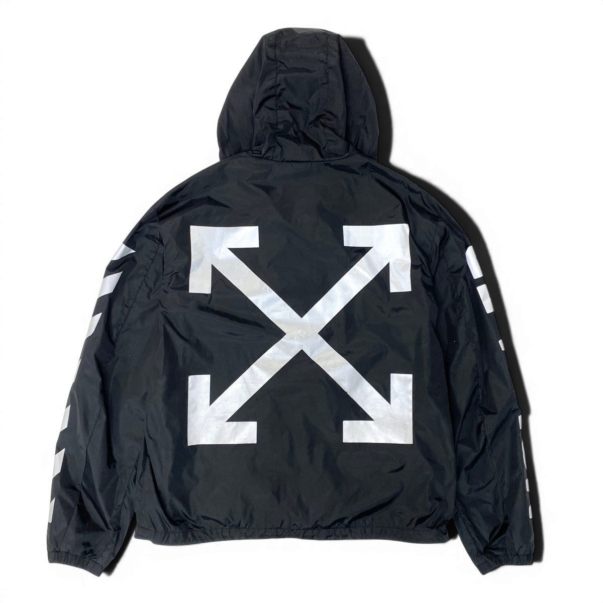 42e13 MONCLER モンクレール off-Whiteコラボ フーディーナイロンジャケット パーカー DIND-16-961 5サイズ ブラック ホワイト ナイロン100％ メンズ 男性用u02t