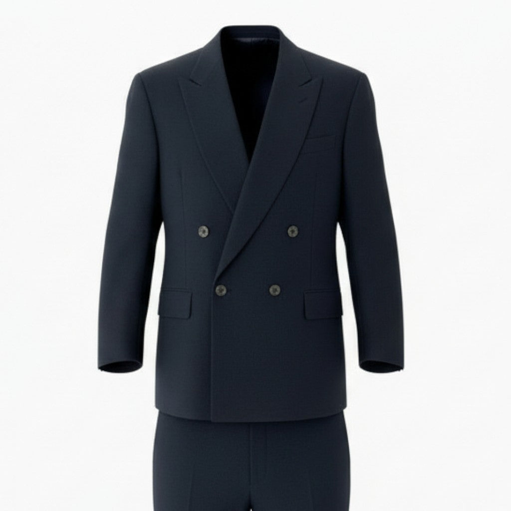 42a27 GIORGIO ARMANI ジョルジオアルマーニ イタリア製 セットアップ ダブルスーツ フォーマル ウールブレンド〇 大きいサイズ 52 ブラックo07t