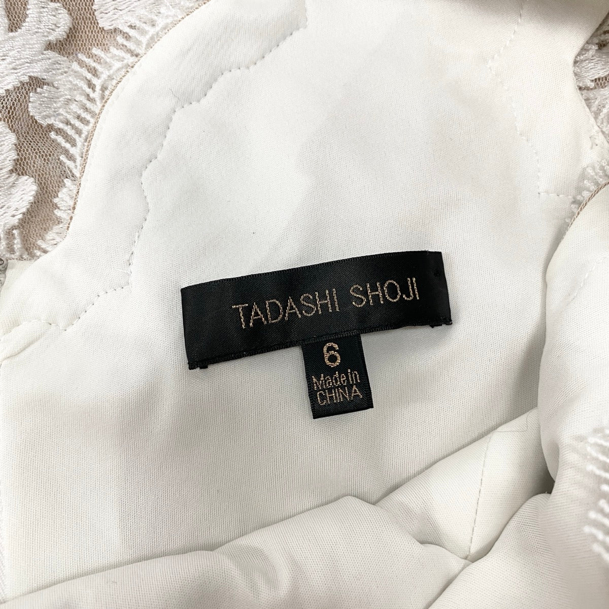 75g23 TADASHI SHOJI タダシショージ ノースリーブワンピース ドレス 総レース 膝丈 6サイズ ベージュ ホワイト レディース 女性用u02t