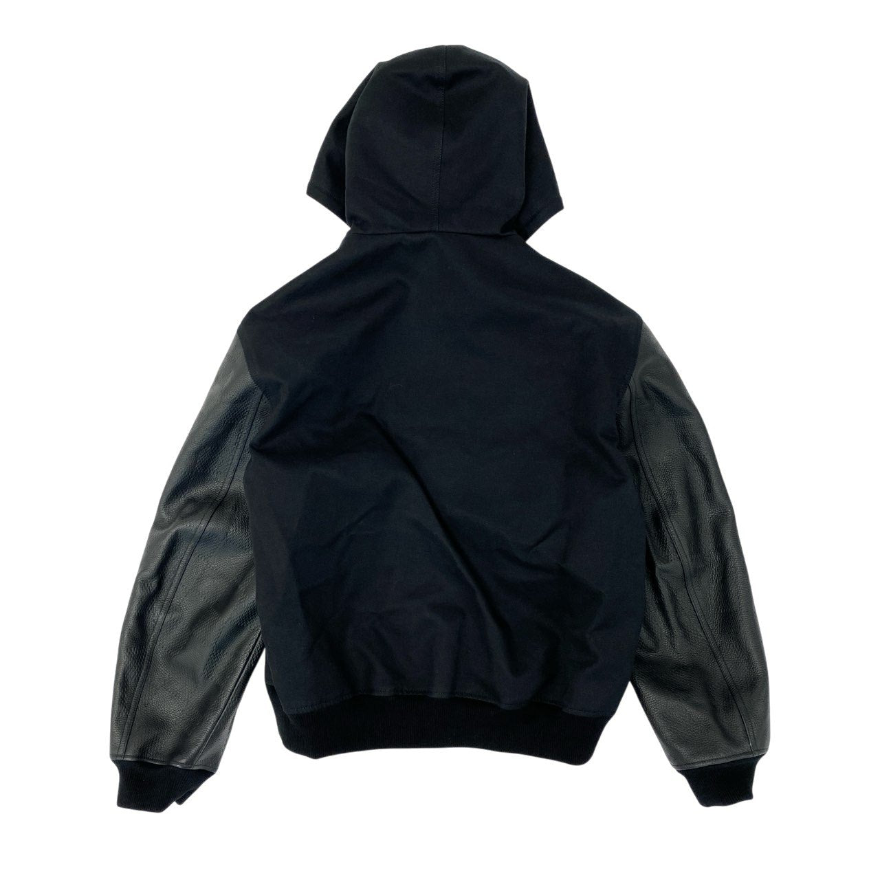 53Ⅼ2 LOUIS VUITTON ルイヴィトン 24SS ダミエ エンボスレザー ミックスレザーフードブルゾン スタジャン サイズ52 ブラック メンズ 男性用 アウター レザージャケットk02i