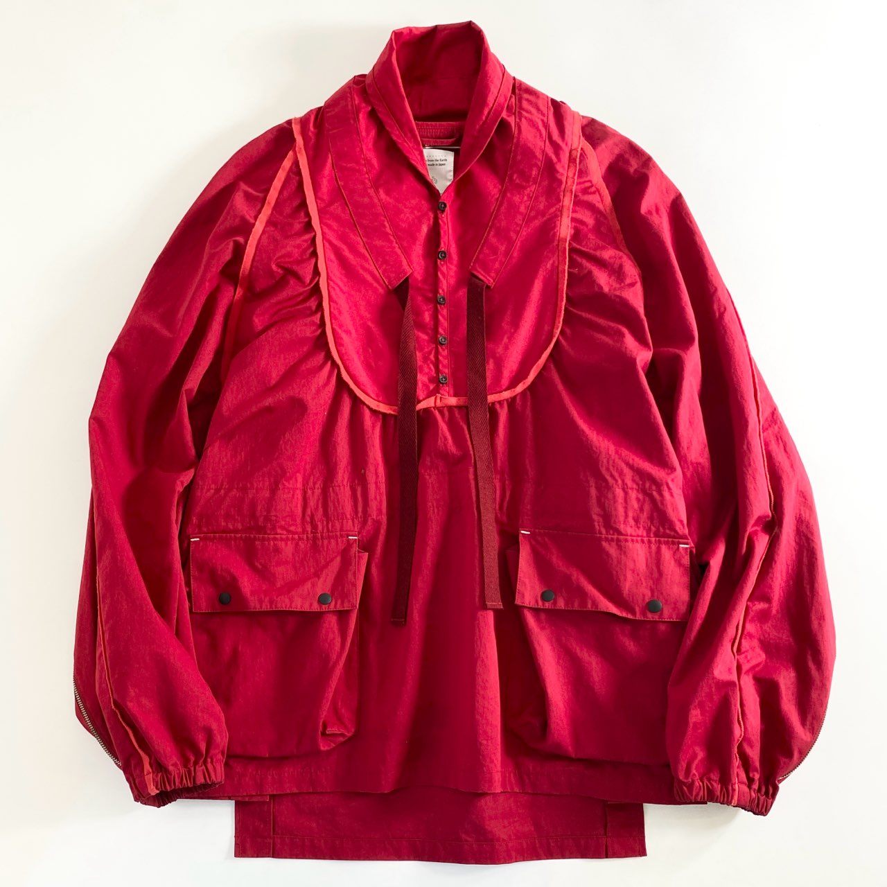 19e27 Leh レー BIG SILHOUETTE SMOCK SHIRTS ビッグシルエット スモックシャツ 長袖シャツ LEH-772 Lサイズ レッド コットン 日本製