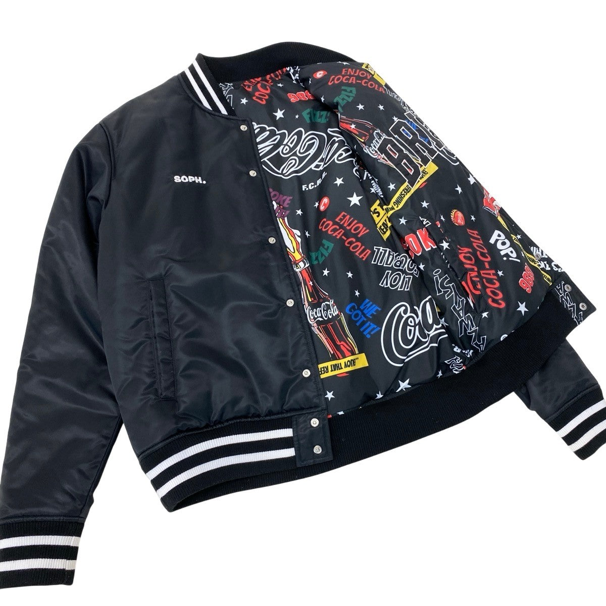 68h18 FCRB × Coca Cola エフシーレアルブリストル コカ・コーラ コラボ リバーシブルブルゾン ナイロンジャケット サイズM ブラック メンズu02t