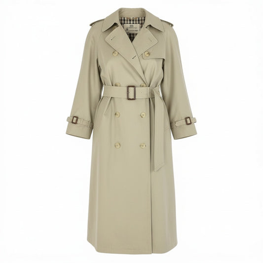 12a23 【美品】 Aquascutum アクアスキュータム ステンカラーコート トレンチコート ロングコート アウター 10サイズ ベージュ コットン100％ レディースu02t