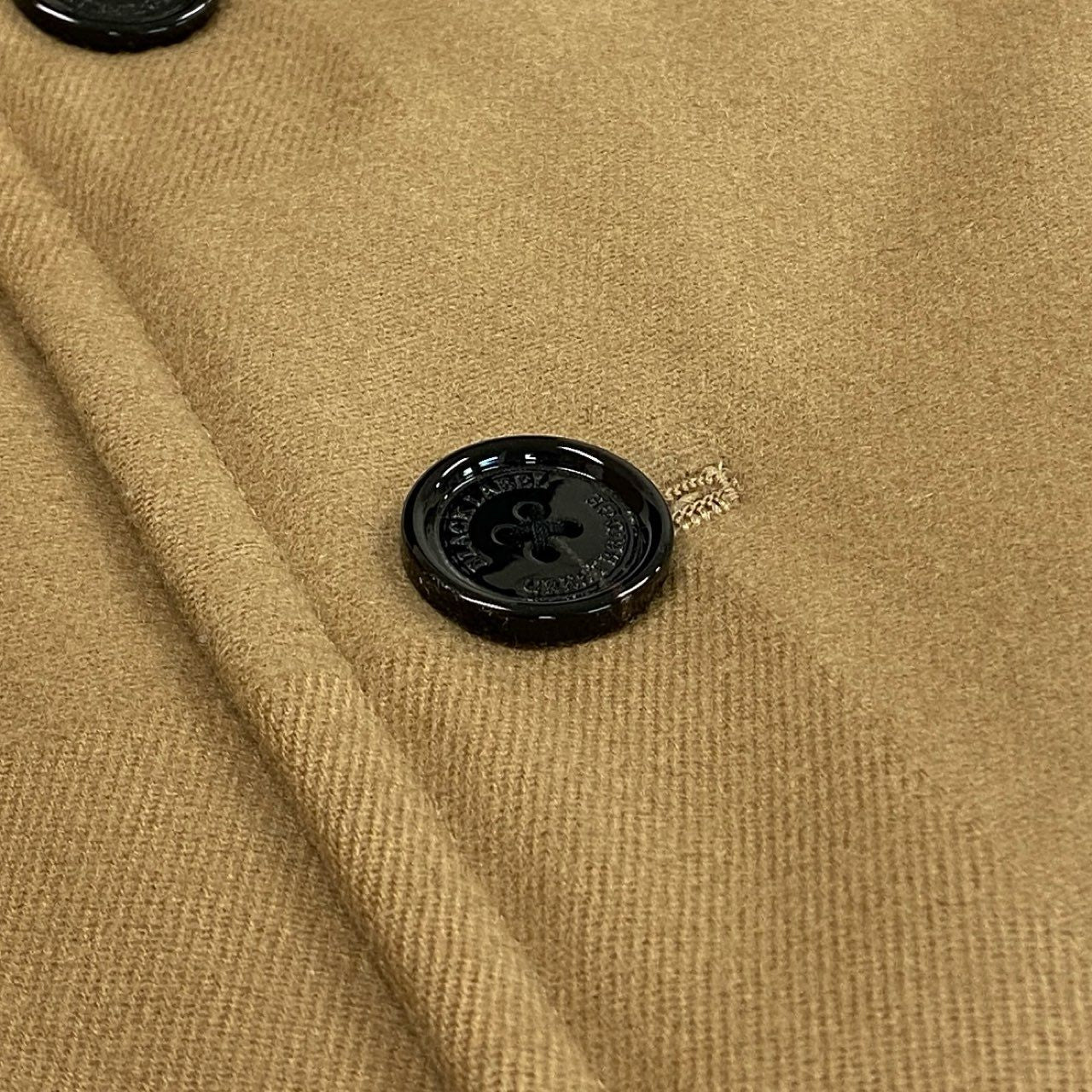 84j5 BLACK LABEL CRESTBRIDGE ブラックレーベル クレストブリッジ チェック柄 ダウン ピーコート ハーフコート ジャケット 51F15-614-46 Lサイズ ベージュ ウール 羊毛 メンズo07t