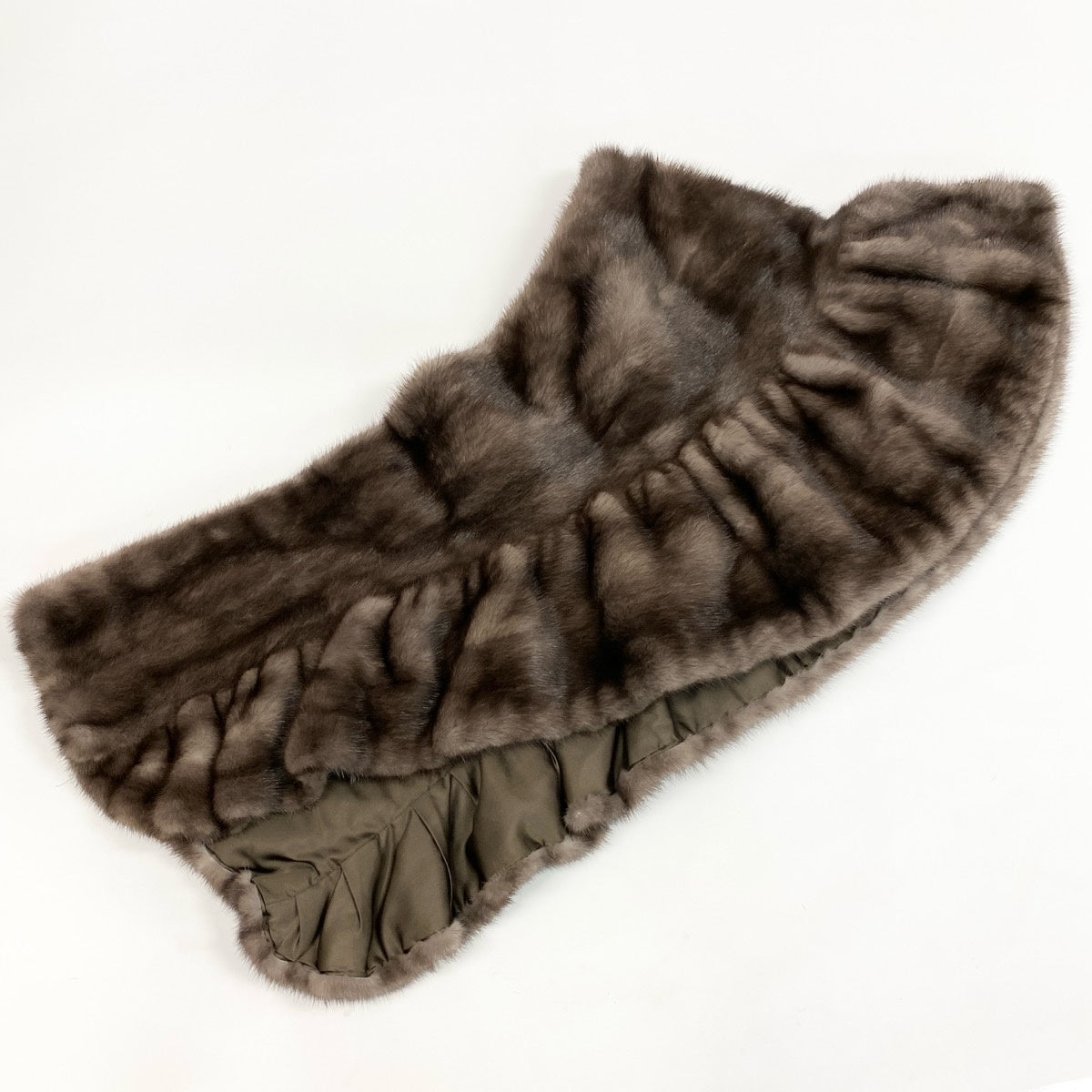 27g8 ブルーアイリスミンク 変形 フリル ボリューム ショール ポンチョ グレー ミンクファー Mink Furu02t