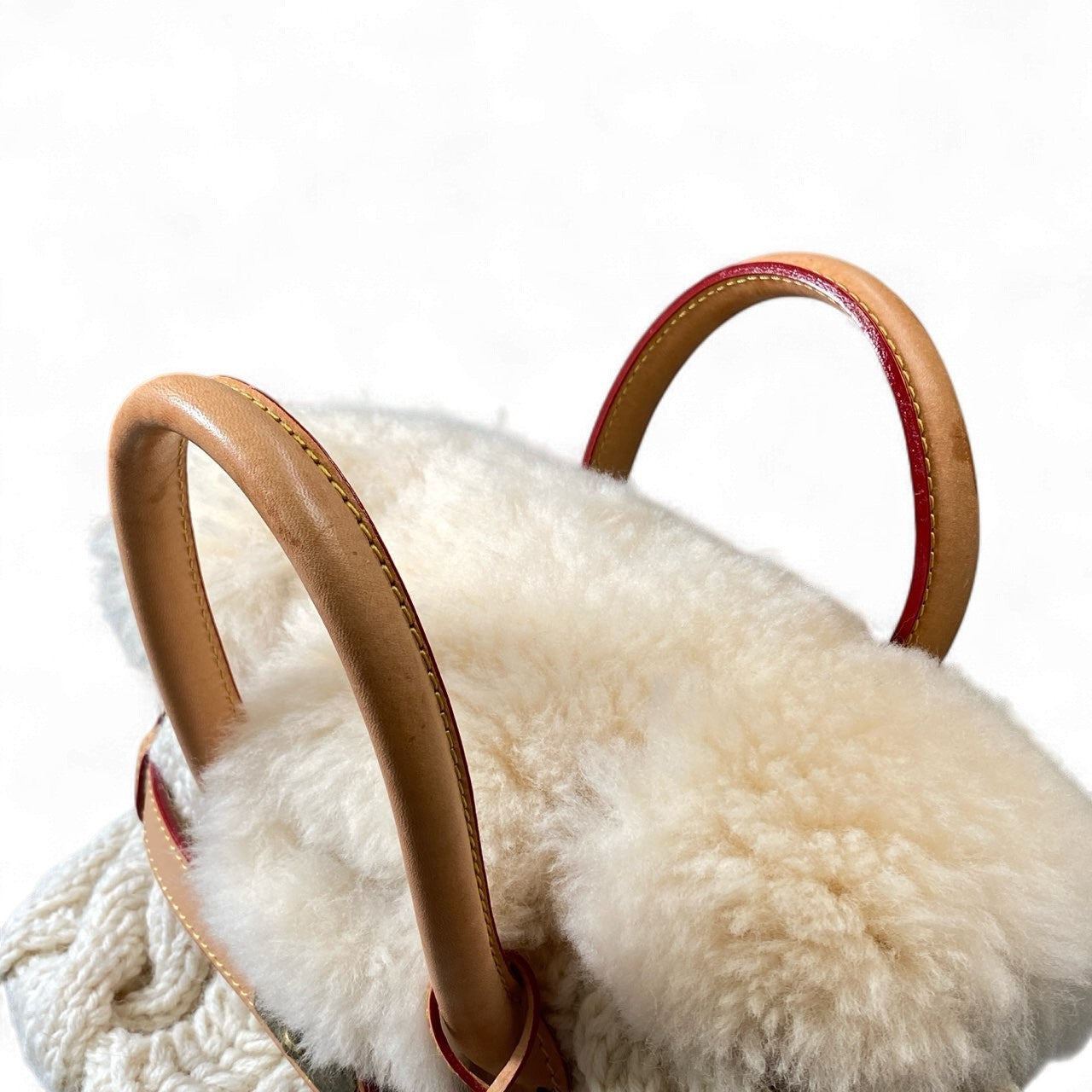 ak18 MONTEROSA モンテローザ muku ムク リアルムートン 手網みニット ファー トートバッグ 鞄 ベージュk02i