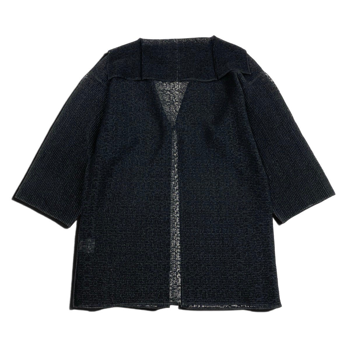 Ah28 me ISSEY MIYAKE ミーイッセイミヤケ プリーツトッパーカーディガン シアー ブラック ポリエステル レディースo07t
