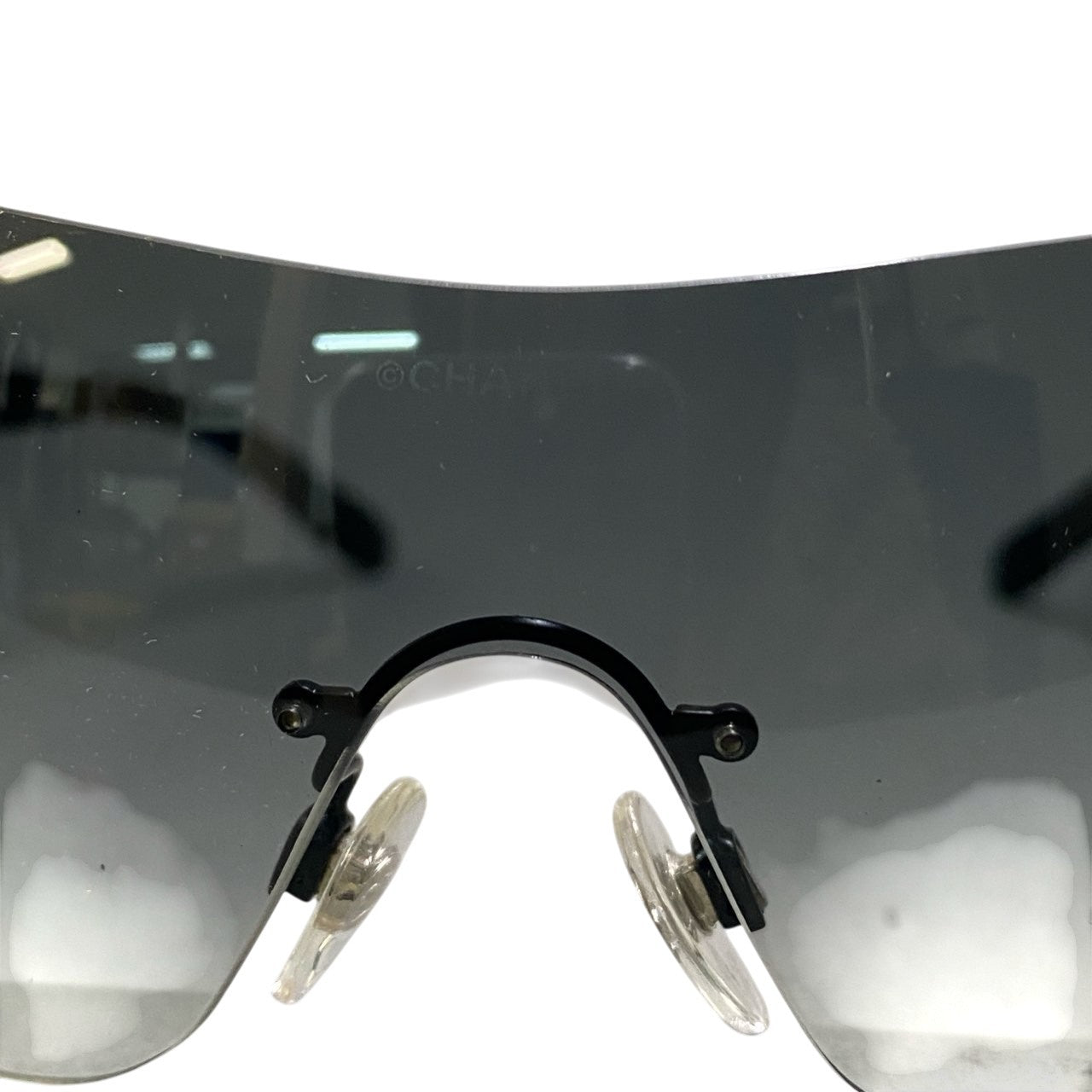 b15 《美品》 CHANEL シャネル リムレス ココマーク サングラス アイウェア 4119 LARGE ブラック レディースta1