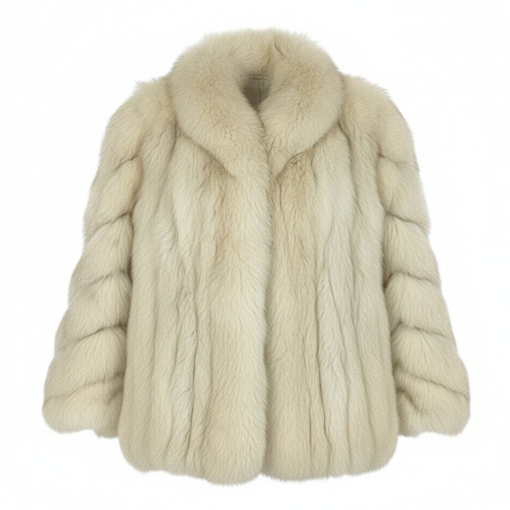 73a21 ブルーフォックス ファーコート サイズF ホワイト 本毛皮 Blue Fox Fur Coat リアルファーt18r