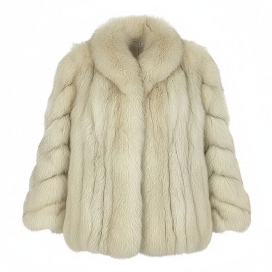 73a21 ブルーフォックス ファーコート サイズF ホワイト 本毛皮 Blue Fox Fur Coat リアルファーt18r