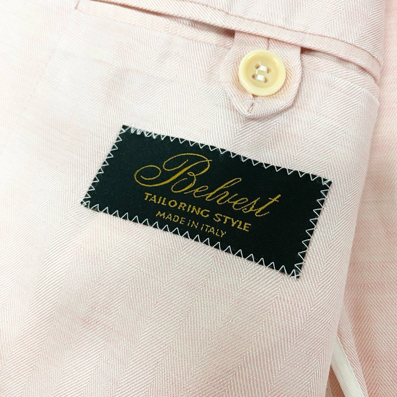 59k1 BELVEST ベルベスト イタリア製 テーラードジャケット ブレザー G10244 48 ピンク シルク リネン メンズo07t