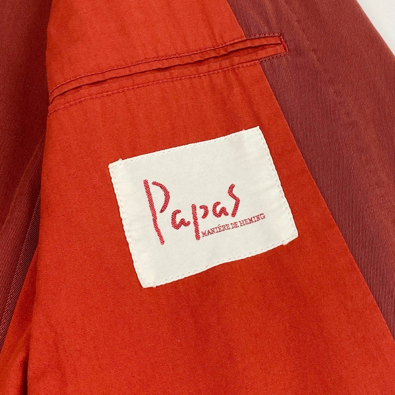 36a7 Papas パパス テーラードジャケット サマージャケット ロゴ刺繡 M レッド メンズ 紳士服u02t