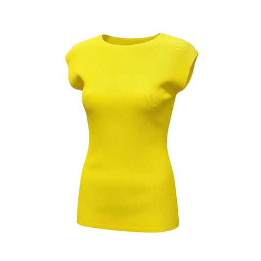 14b13 PLEATS PLEASE プリーツプリーズ プリーツチュニックワンピース 半袖チュニック PP81FK332 3サイズ イエロー ポリエステル100％ レディース 女性用u02t