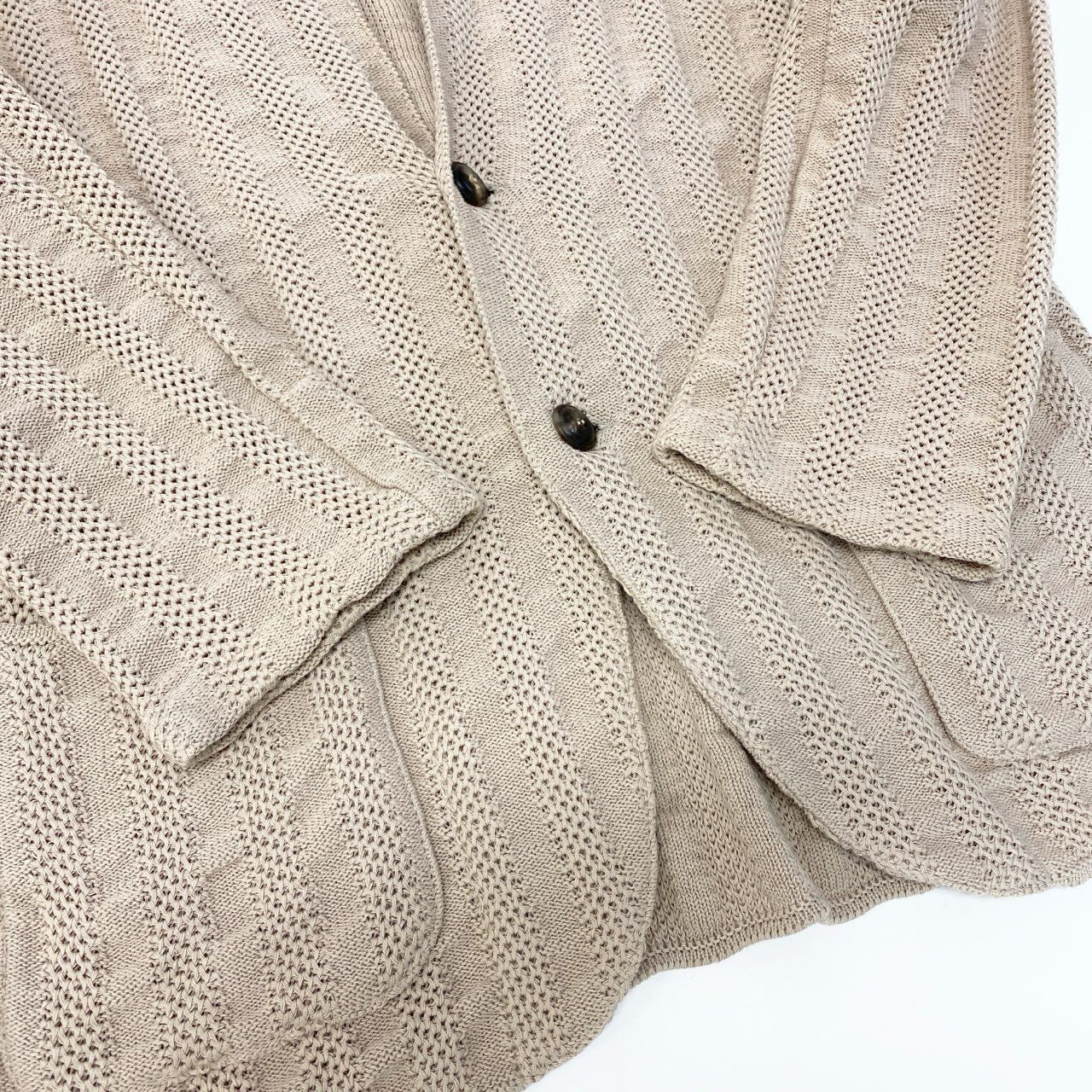 60c6 LARDINI ラルディーニ ニットジャケットカーディガン ニットセーター コットンニット Mサイズ ベージュ コットン100％ メンズ 男性用u02t