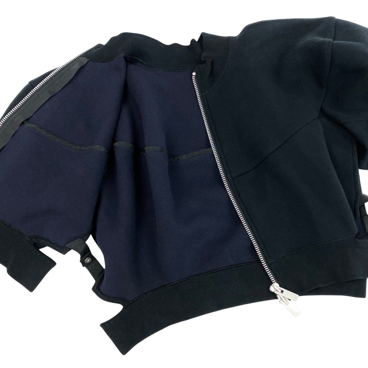 Aj19 sacai サカイ スポンジ スウェット ブルゾン  24-07257 サイズ2 ブラック レディースu02t
