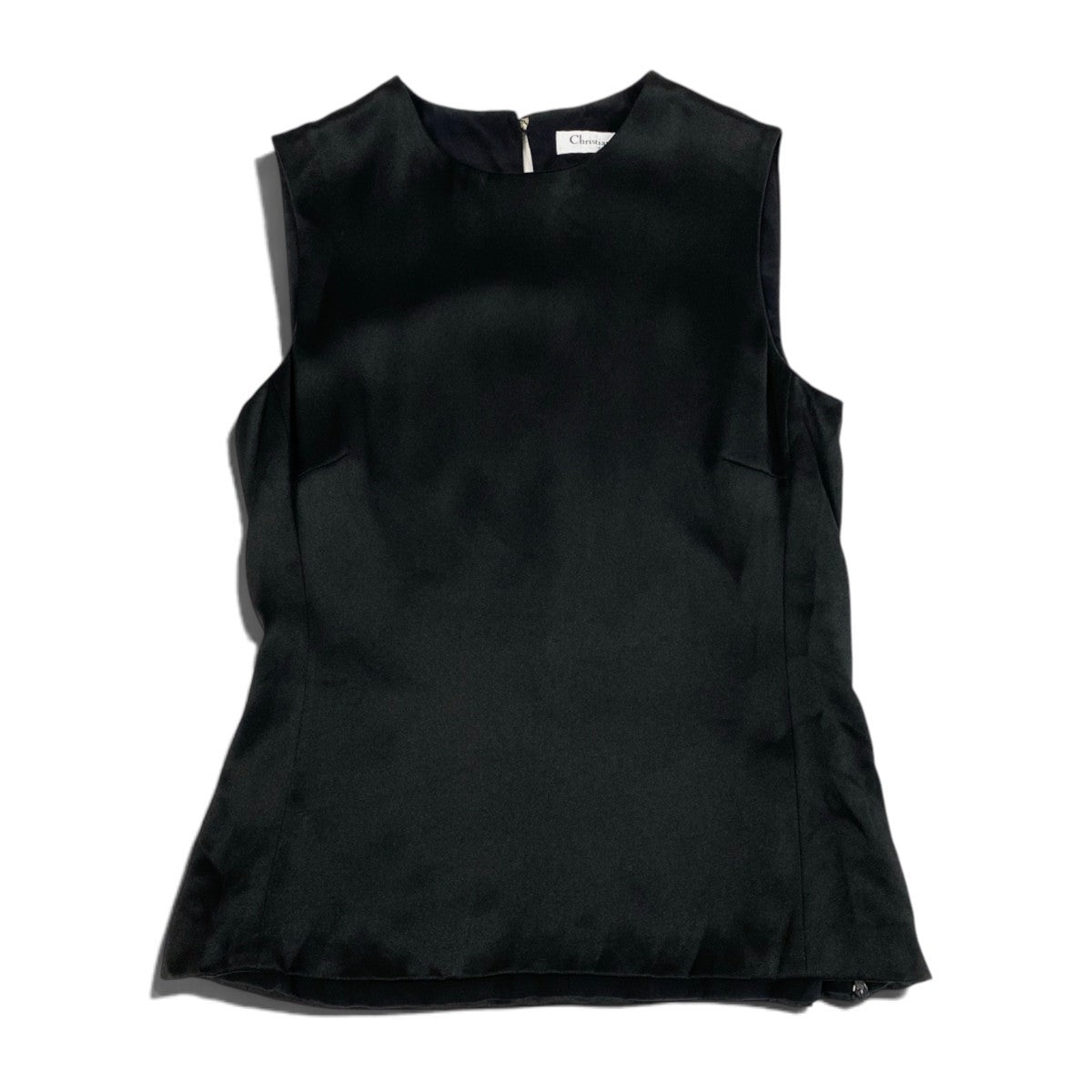 Ei7 Christian Dior クリスチャンディオール ガリアーノ期 ノースリーブカットソー トップス 38 ブラック シルク100％ レディースo07t