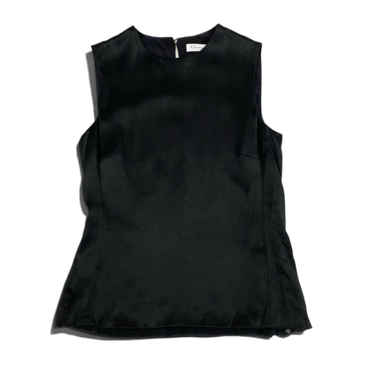 Ei7 Christian Dior クリスチャンディオール ガリアーノ期 ノースリーブカットソー トップス 38 ブラック シルク100％ レディースo07t