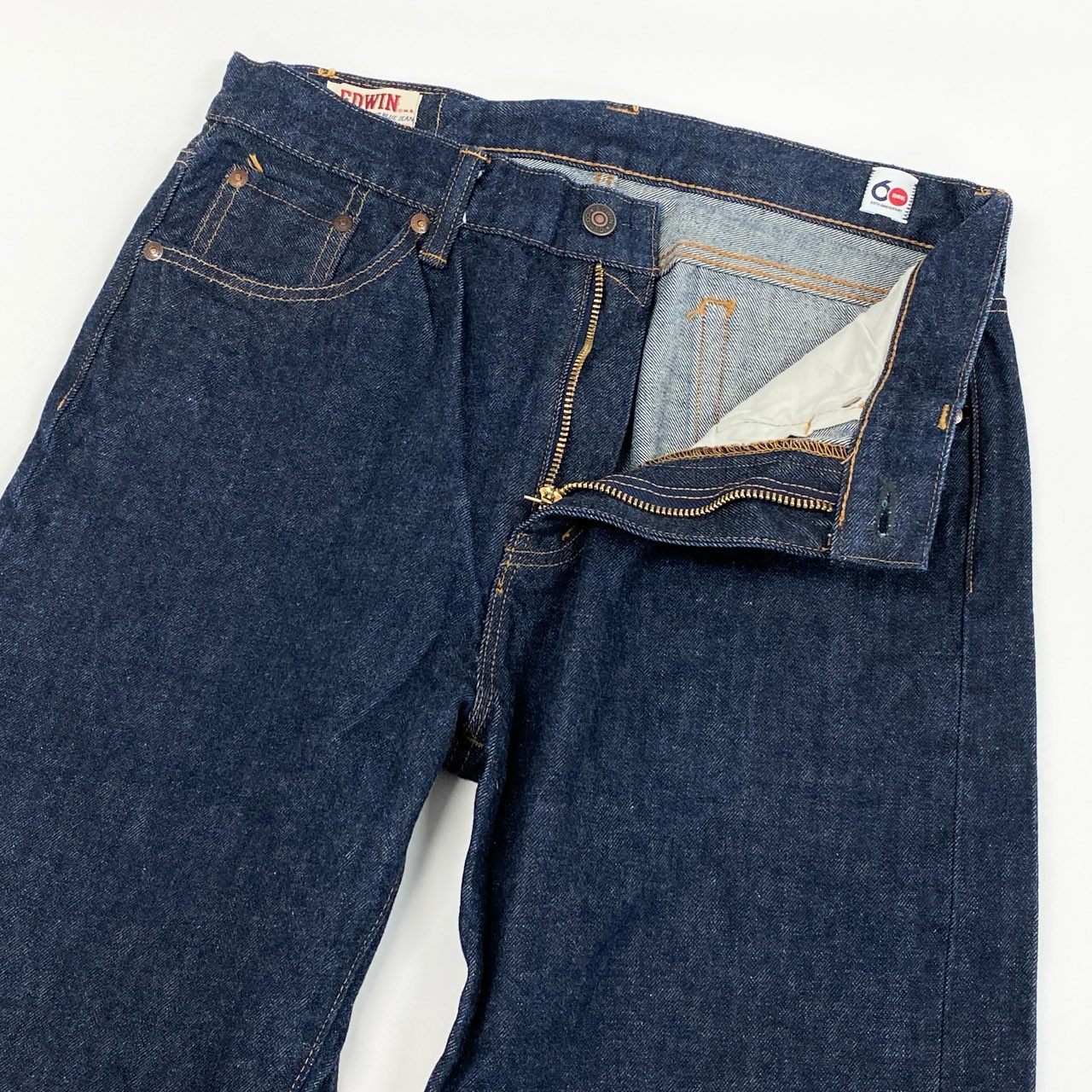 15h29 《美品》EDWIN エドウィン ストレートパンツ デニム ジーンズ ボトム パンツ コットン  EBF100 32サイズ インディゴ メンズ 男性用u02t