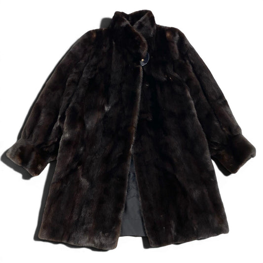 22e13 LONDON LABEL 1670 希少デザイン ダークミンク ロングコート サイズF ダークブラウン 最高級本毛皮 Mink Fur Long Coatt18r