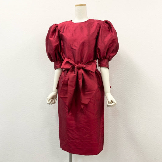 65g18 【Vintage】Thierry Mugler ティエリーミュグレー シルク100 デザインワンピース 半袖ドレス サイズ9 レッド系 レディース 女性用
