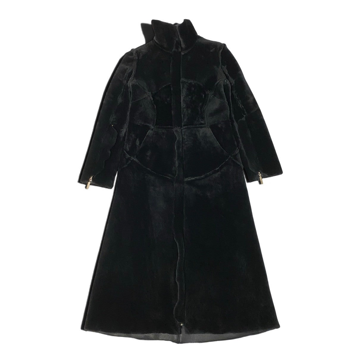 Ej22【美品】 FENDI フェンディ ムートンコート ファー切替 ジップアップレザーコート リバーシブル サイズ40 ブラック レディースu02t