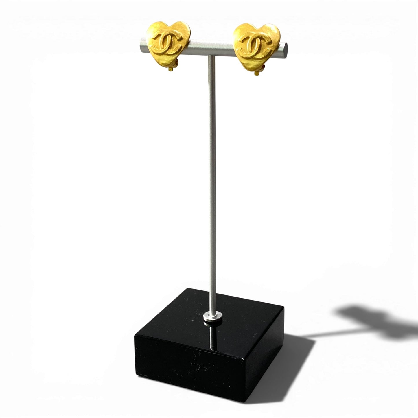 b5〇 Vintage Chanel 1990 Heart Design Coco Mark Earring ta1