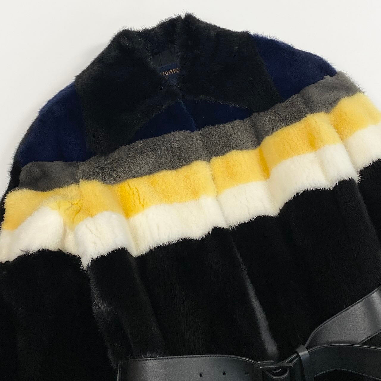 Ec31 《未使用》 LOUIS VUITTON ルイヴィトン 本毛皮 ミンクファー ロングコート Mink Fur Long Coat サイズ34 ブラック フランス製 裏地シルク ベルト付t18r
