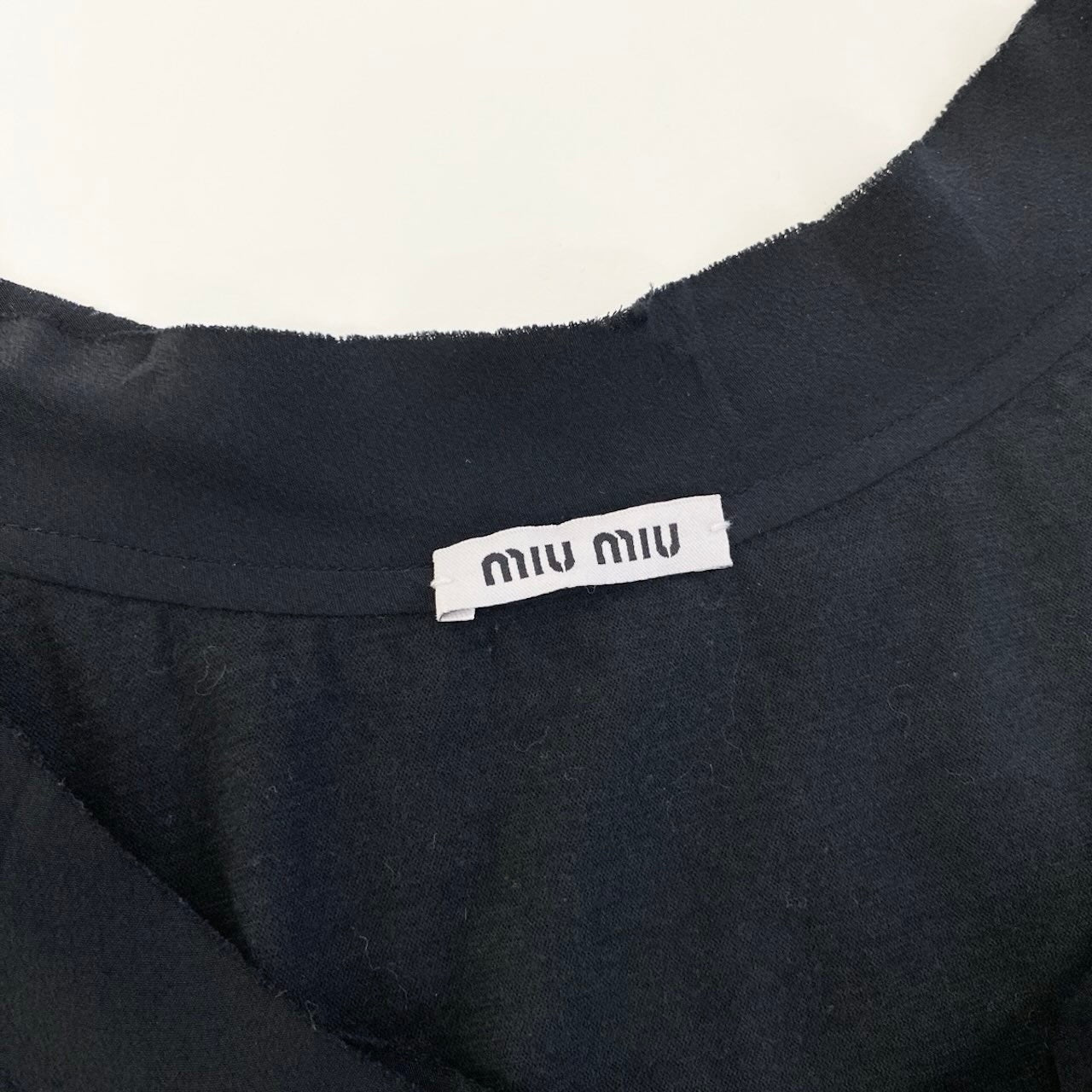 Ef9 MIU MIU ノースリーブカットソー 異素材切替 トップス XSサイズ ブラック コットン100％ レディース 女性用u02t