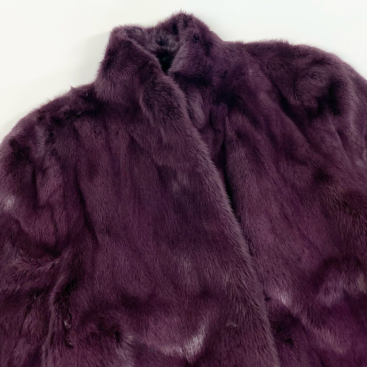 72a27 染めミンクファー ロングコート サイズF パープル 本毛皮 Purple Mink Fur Long Coat レアカラーt18r
