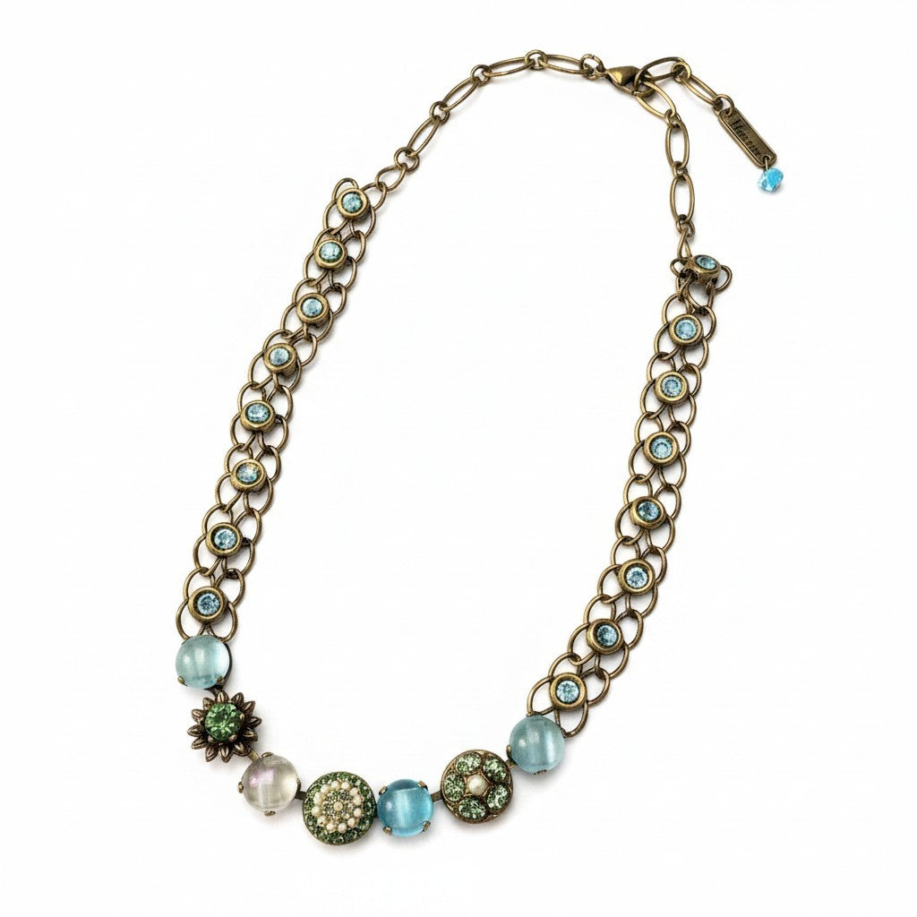 h11 20 《美品》 Mariana マリアナ 天然石 × クリスタル ビジュー スカイブルー アクセサリー ジュエリー アンティークt18r