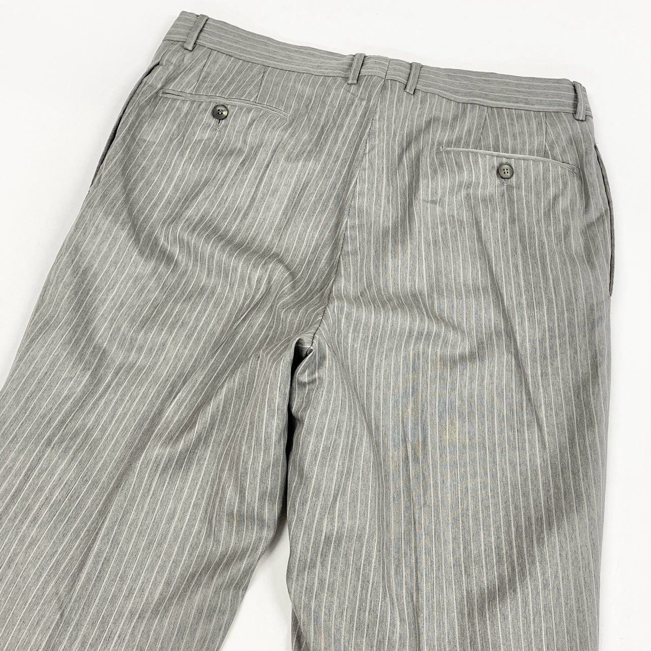 9L19 GUCCI グッチ スイス製 セットアップ スーツ ストライプ 大きいサイズ ジャケット パンツ BBN09-112-09 54 XLサイズ相当 グレー ウール メンズo07t