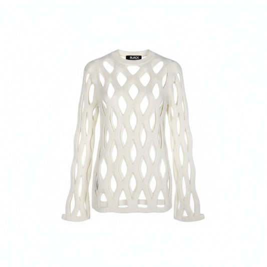 Ai20 BLACK COMME des GARCONS ブラックコムデギャルソン 2024ss メッシュ ニット セーター トップス XS ホワイト アクリルu02t