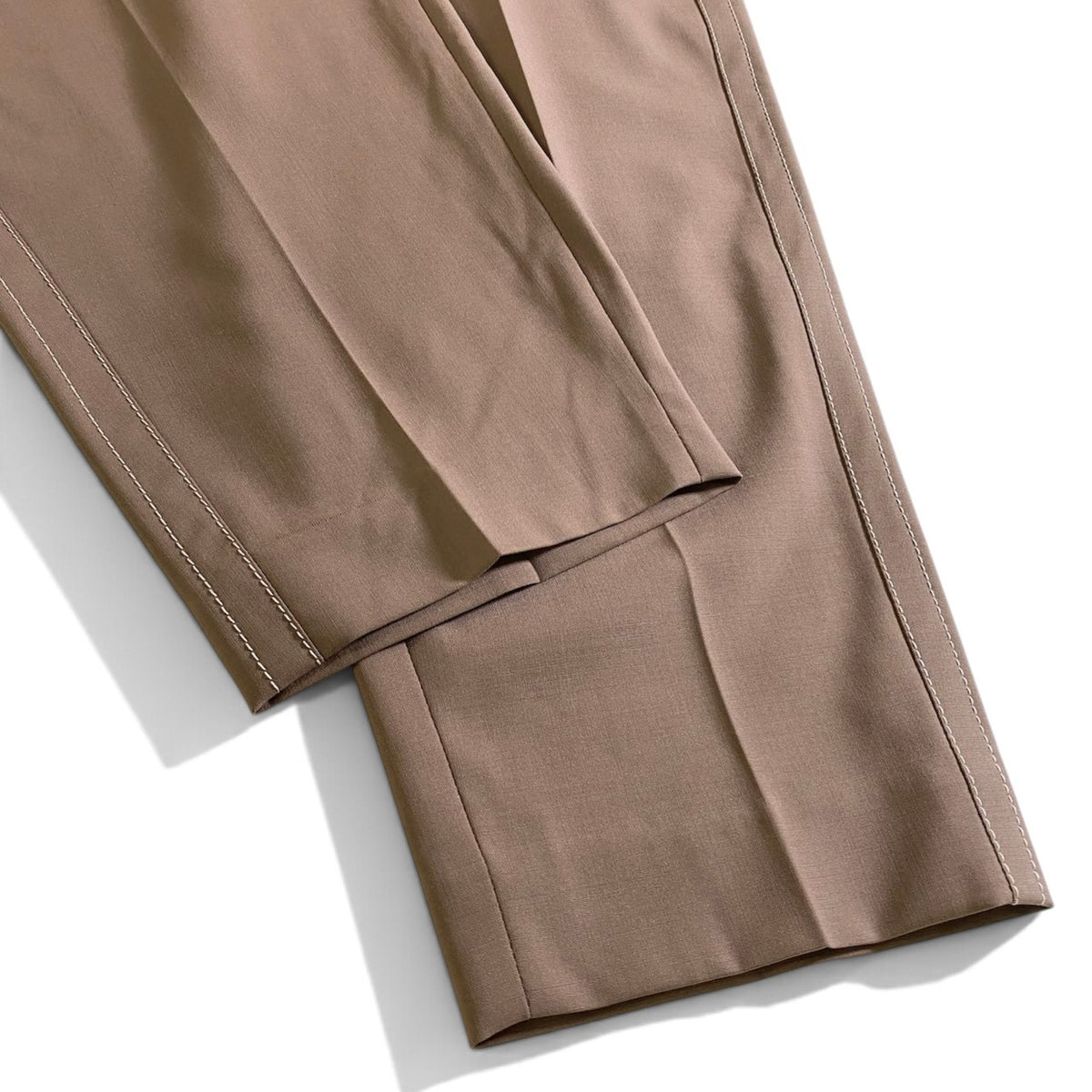 35j26 【未使用タグ付】 BRUNELLO CUCINELLI ブルネロクチネリ スラックスパンツ ウエストゴム ステッチデザイン サイズ42 ブラウン レディースu02t