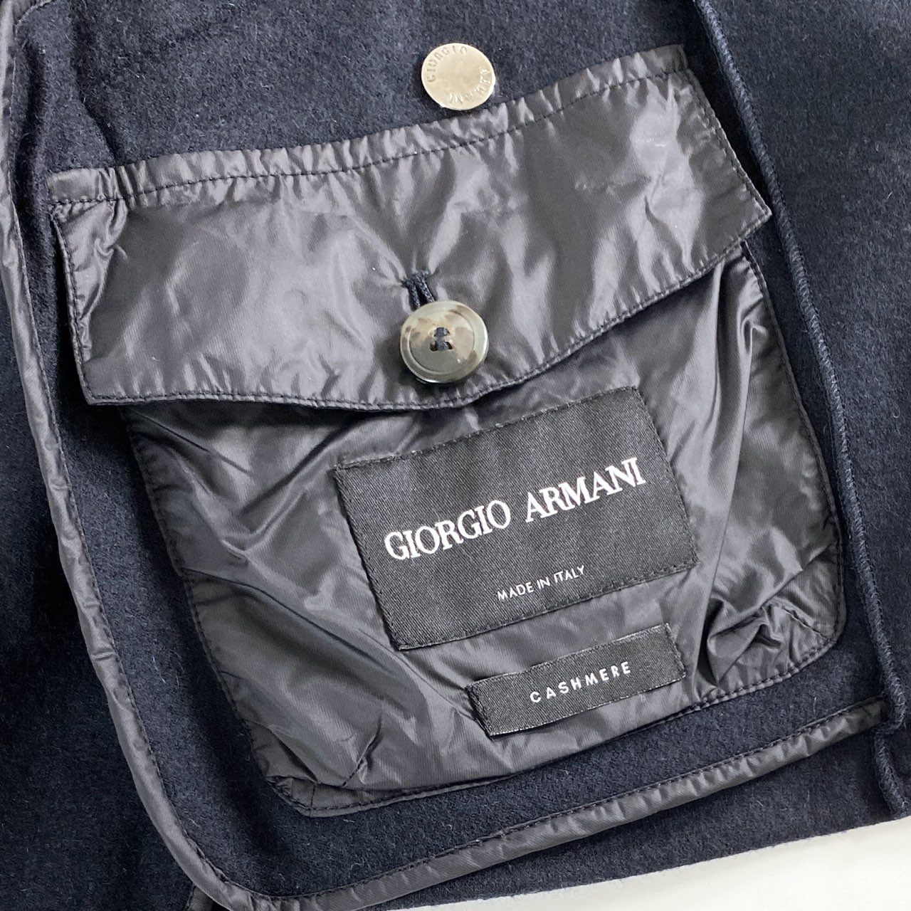 55e27 イタリア製 GIORGIO ARMANI ジョルジオアルマーニ 黒タグ カシミヤニットブルゾン ニットジャケット ダブルジップ サイズ46 ネイビー カシミヤ100％ メンズ 紳士服