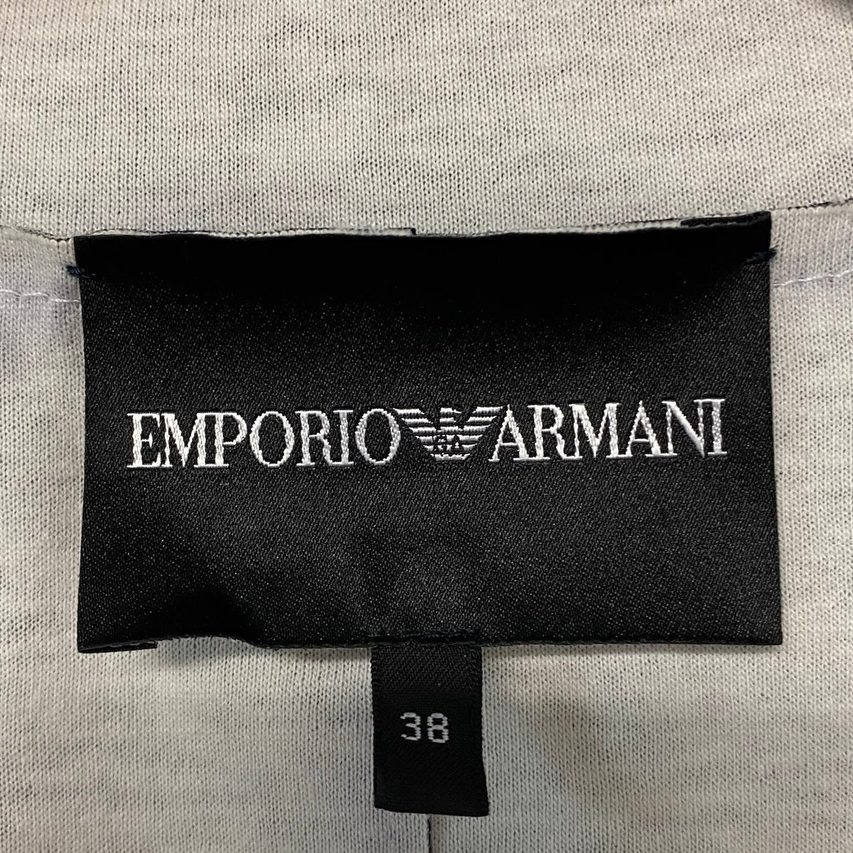 57j22 EMPORIO ARMANI エンポリオアルマーニ ダブルブレスト ジャケット デニム 切替 38 インディゴ ライトグレー コットン レディースo07t