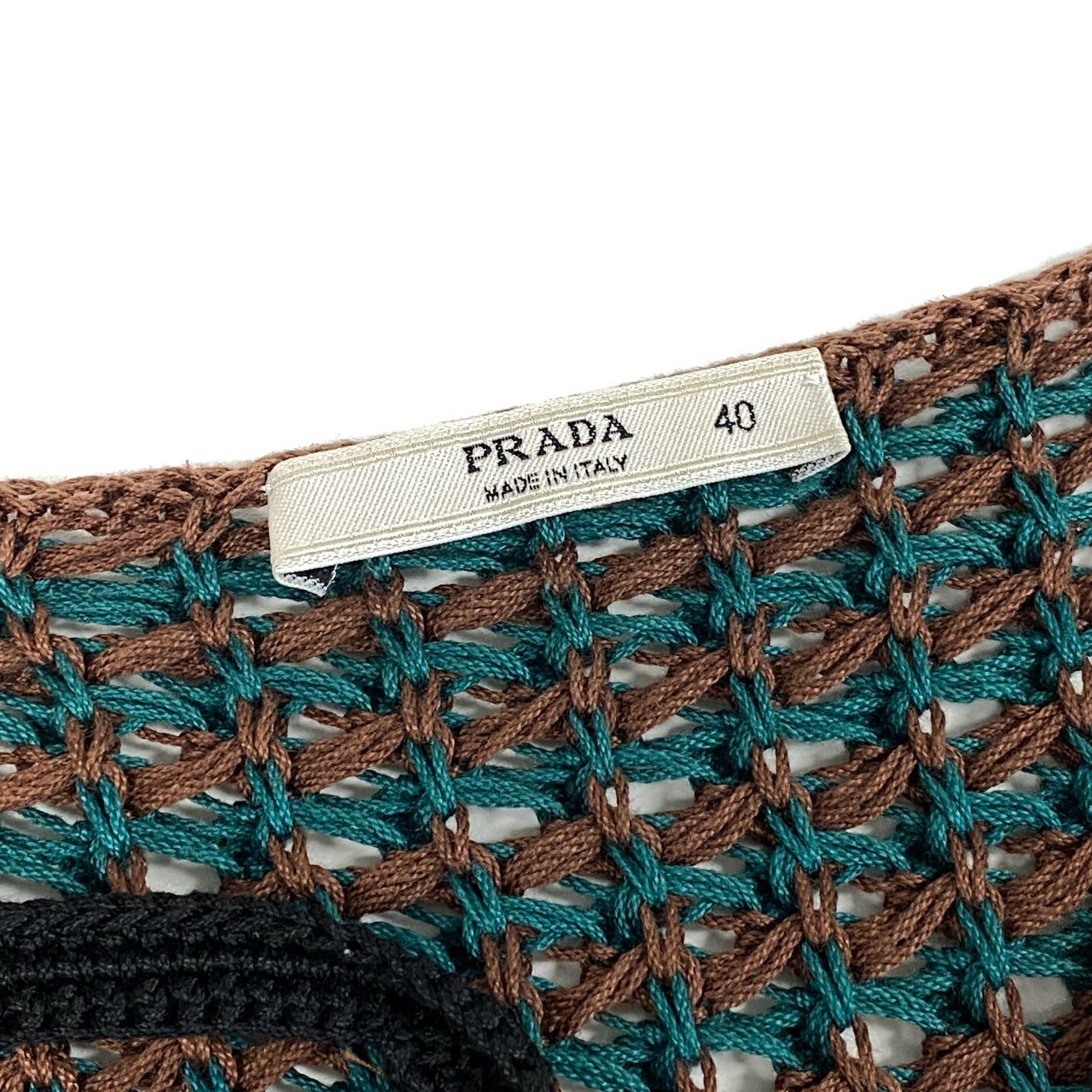 d12 【アーカイブ】PRADA プラダ 2005SS サマーニットコート クロシェトリム カーディガン サイズ40 グリーン レディースk02i