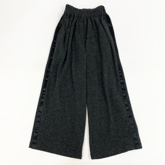 48h15 COMME des GARCONS コムデギャルソン ウール ワイドパンツ サイドライン グレー ブラック レディース 日本製k02i