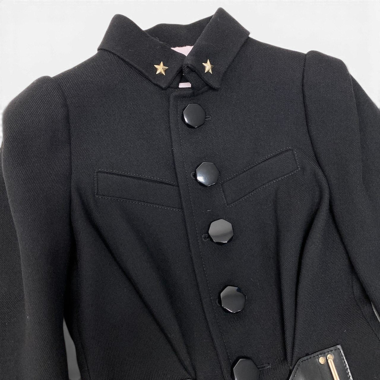 90g24 DSQUARED2 ディースクエアード ここのえ アーカイブ ウールジャケット 星柄 スタッズ サイズ40 ブラック レディース 女性用u02t