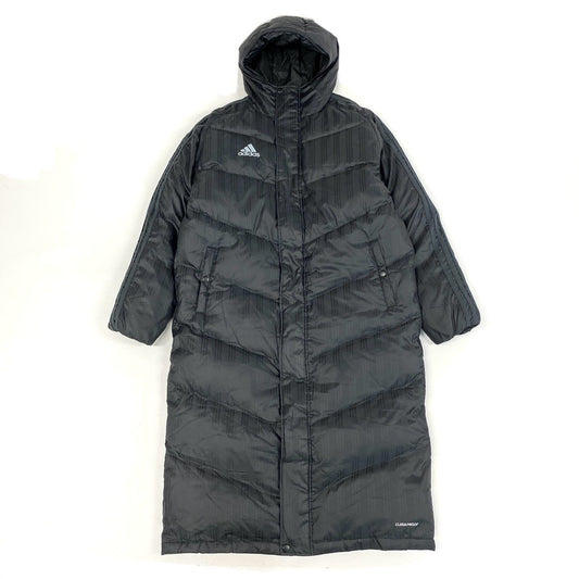 13h29 adidas アディダス ロングダウンコート ベンチコート ダウンジャケット フーディ Mサイズ ブラック メンズ 男性用u02t
