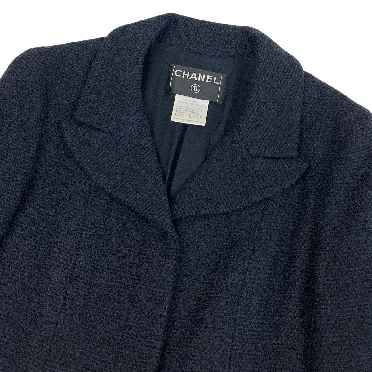 Cj19 CHANEL シャネル 2001年 01C ココマーク ロングジャケット P16814V09124 サイズ36 ブラック レディースo07t