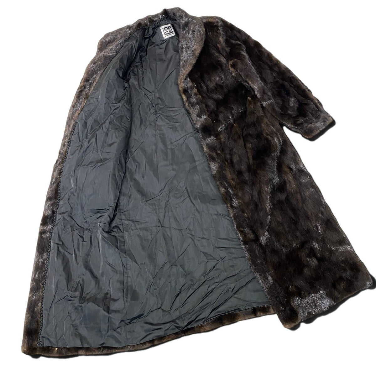 30i21 SAGA MINK サガミンク 銀サガ ダークミンク 超ロングコート 丈110cm サイズ11 ダークブラウン 本毛皮 Dark Mink Fur Long Coat リアルファーt18r