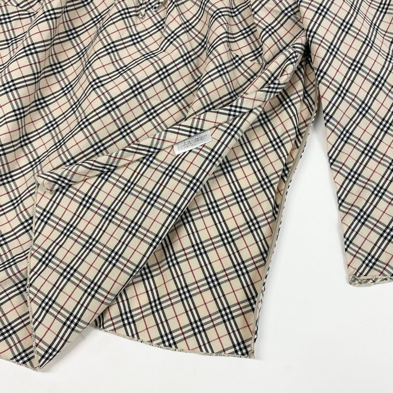 Ic27 BURBERRY LONDON バーバリーロンドン ノバチェック カットソーブラウス ギャザースクエアトップス 38サイズ ベージュ コットン100％ レディース 女性用u02t