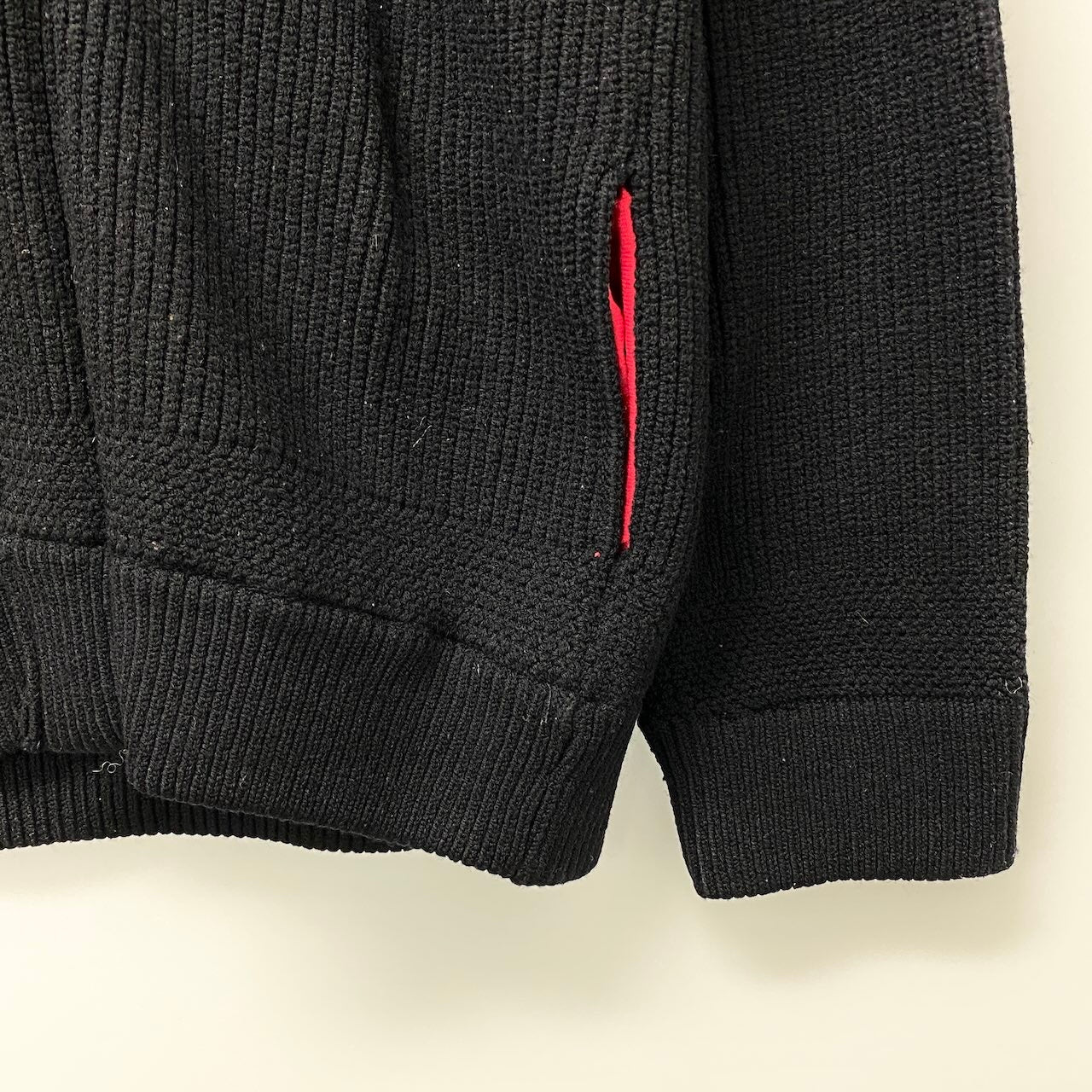 71e18 ARMANI COLLEZIONI アルマーニコレツィオーネ ジップアップニットジャケット リブニットカーディガン イタリア製 0E9601 52サイズ ブラック ピンク メンズ 男性用u02t