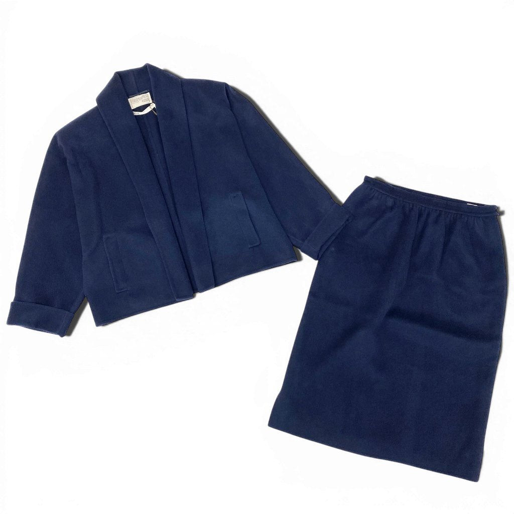 3l27《未使用保管品》 AGNONA アニオナ ALTUNA カシミヤ セットアップ サイズ42 / 46 ネイビー 最高級 女性服 タグ付t18r