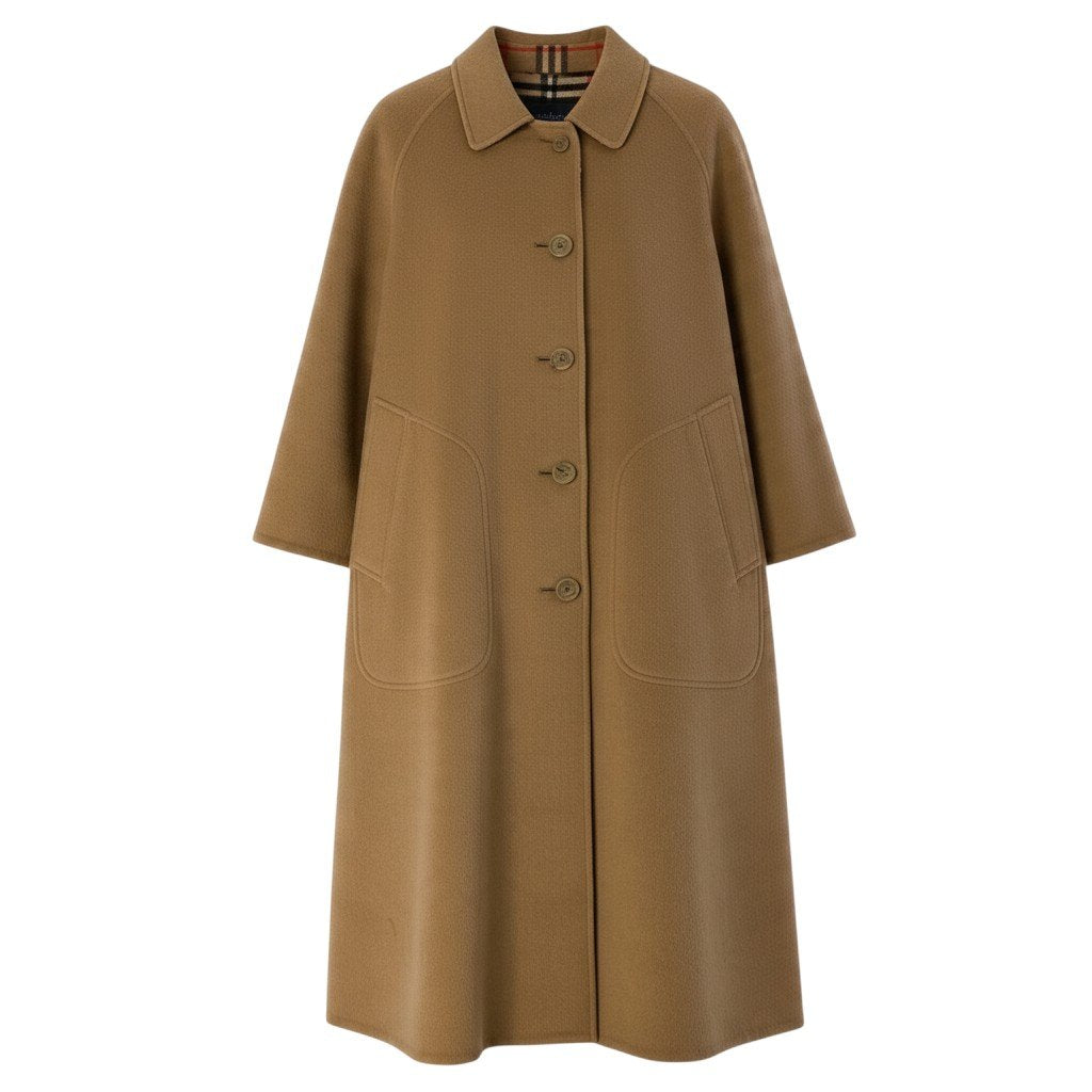 Ij23 Burberrys バーバリーズ ノバチェック リバーシブルコート サイズ11AB ベージュ ウール100％ レディースu02t